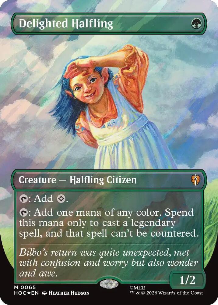 Delighted Halfling (Borderless) (Surge Foil) (65) [The Hobbit: Eternal-Legal] | Boutique FDB TCG