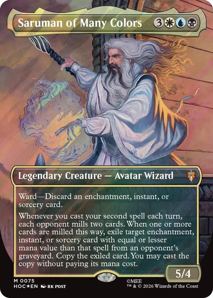 Saruman of Many Colors (Borderless) (Surge Foil) (75) [The Hobbit: Eternal-Legal] | Boutique FDB TCG