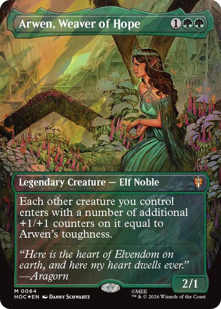 Arwen, Weaver of Hope (Borderless) (Surge Foil) (64) [The Hobbit: Eternal-Legal] | Boutique FDB TCG
