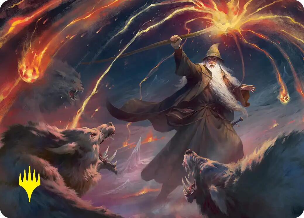 Gandalf, Shadow's Foe Art Card (Gold-Stamped) [The Hobbit Art Series] | Boutique FDB TCG