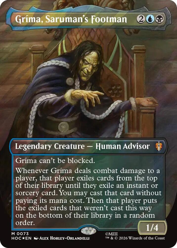 Grima, Saruman's Footman (Borderless) (Surge Foil) (73) [The Hobbit: Eternal-Legal] | Boutique FDB TCG