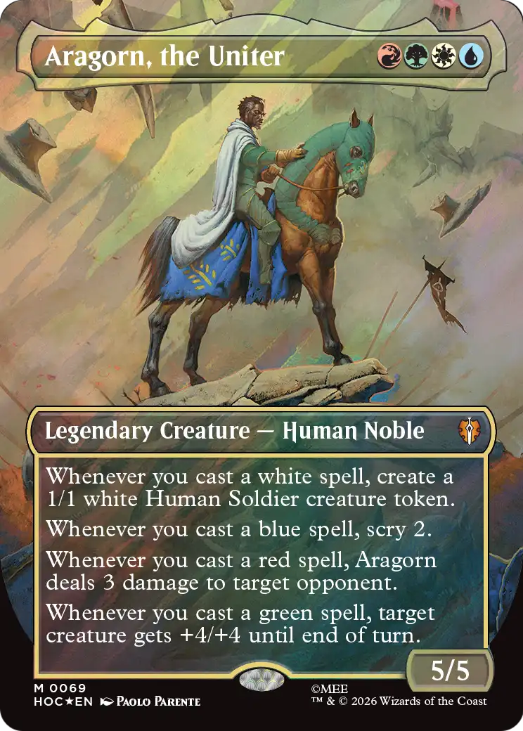 Aragorn, the Uniter (Borderless) (Surge Foil) [The Hobbit: Eternal-Legal] | Boutique FDB TCG