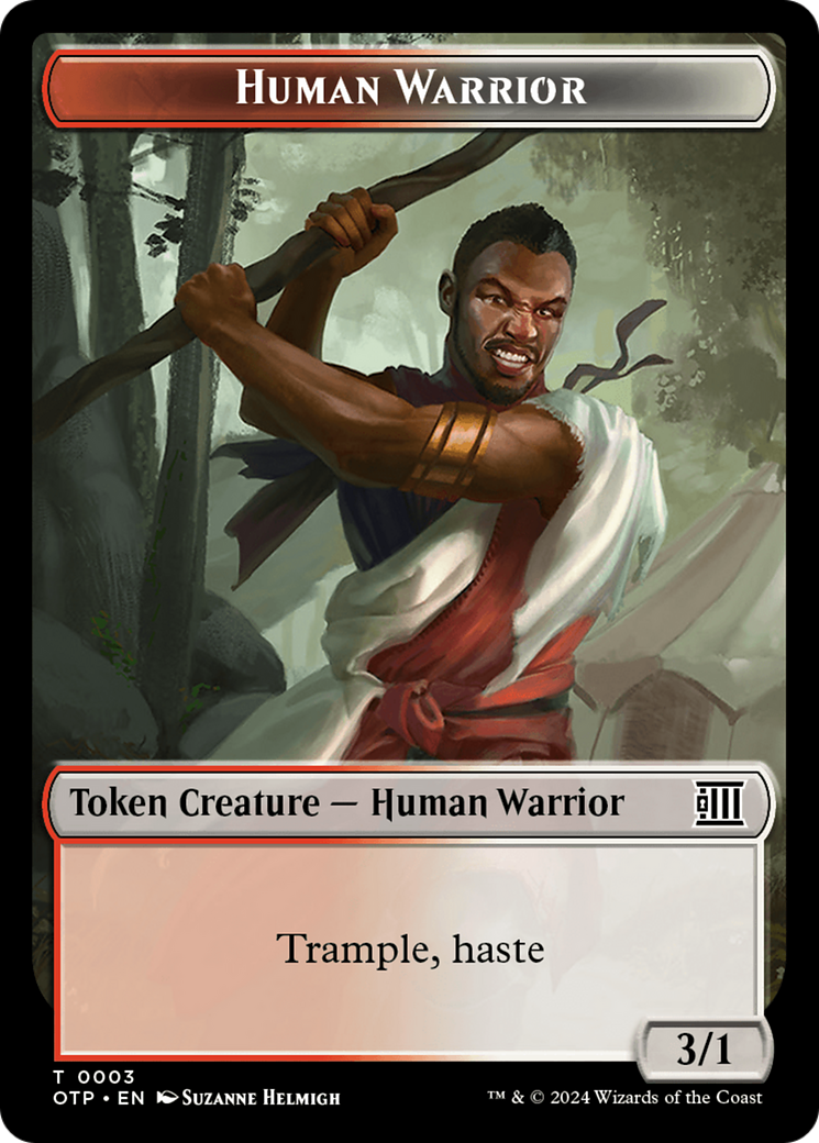 Human Warrior // Plot Double-Sided Token [Outlaws of Thunder Junction: Breaking News Tokens] | Boutique FDB TCG