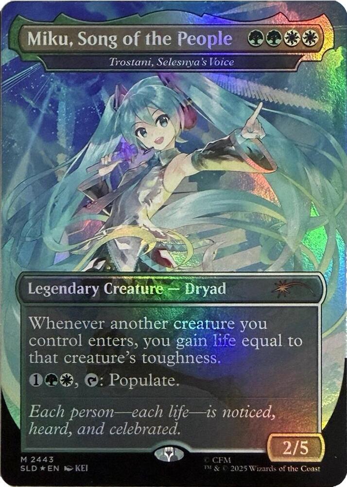 Miku, Song of the People - Trostani, Selesnya's Voice (Display Commander) - Thick Stock (2443) [Secret Lair Drop] | Boutique FDB TCG