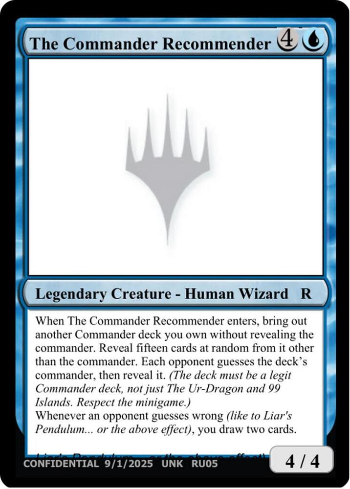 The Commander Recommender [Un-Known Event Playtest Cards] | Boutique FDB TCG