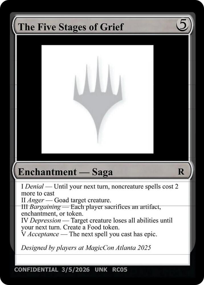 The Five Stages of Grief [Un-Known Event Playtest Cards] | Boutique FDB TCG