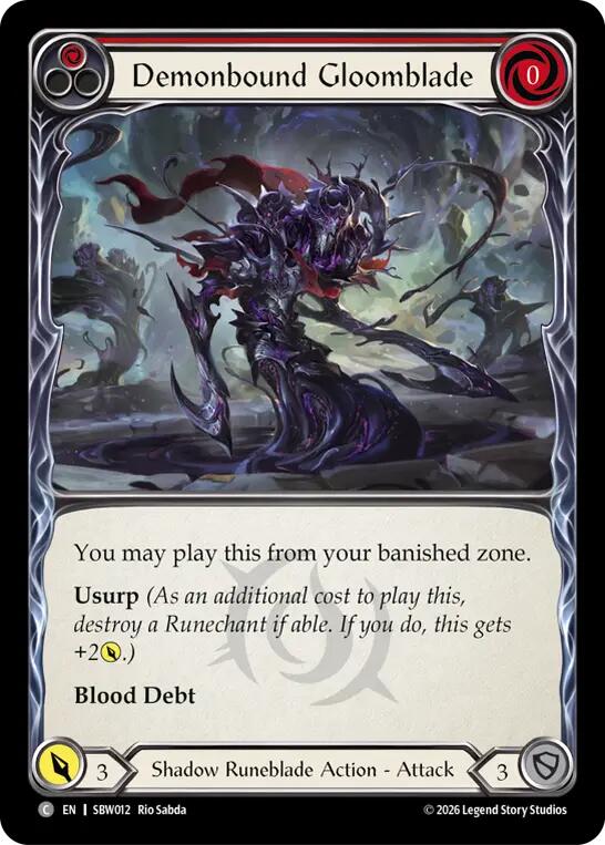 Demonbound Gloomblade (Red) (SBW012) [Silver Age: Usurp the Shadow Throne] | Boutique FDB TCG