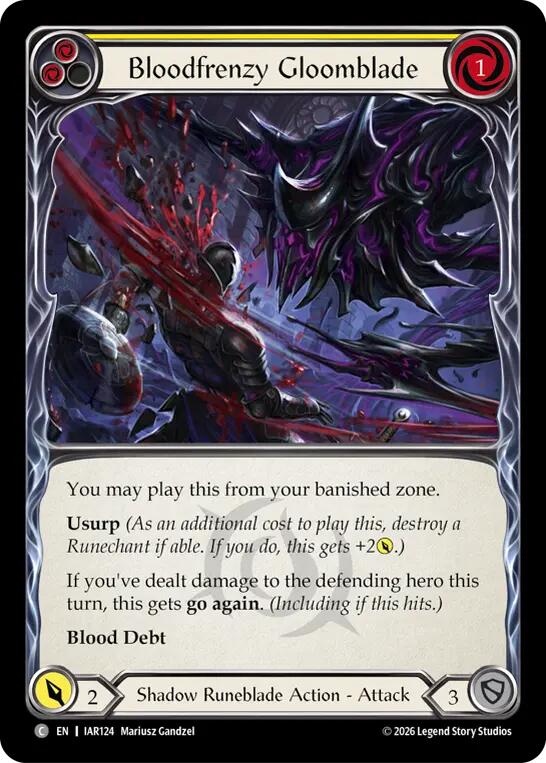 Bloodfrenzy Gloomblade (Yellow) (IAR124) [Usurp the Shadow Throne] | Boutique FDB TCG