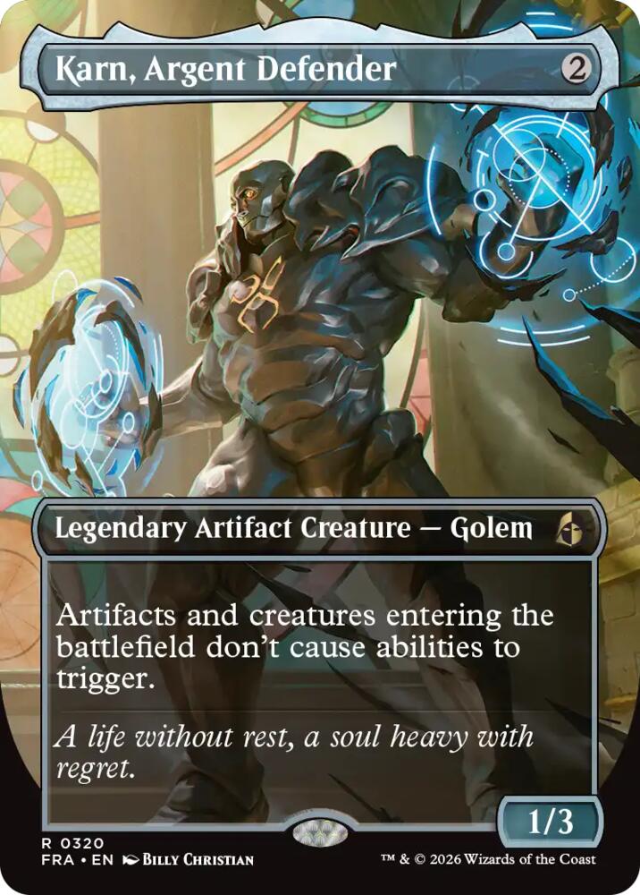 Karn, Argent Defender (Borderless) (320) [Reality Fracture] | Boutique FDB TCG