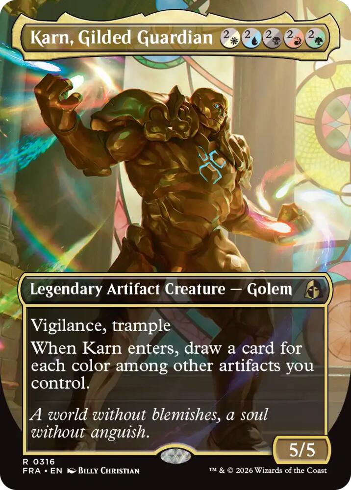Karn, Gilded Guardian (Borderless) (316) [Reality Fracture] | Boutique FDB TCG