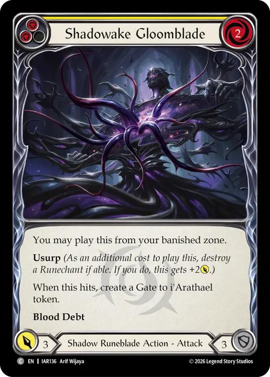 Shadowake Gloomblade (Yellow) (IAR136) [Usurp the Shadow Throne] | Boutique FDB TCG