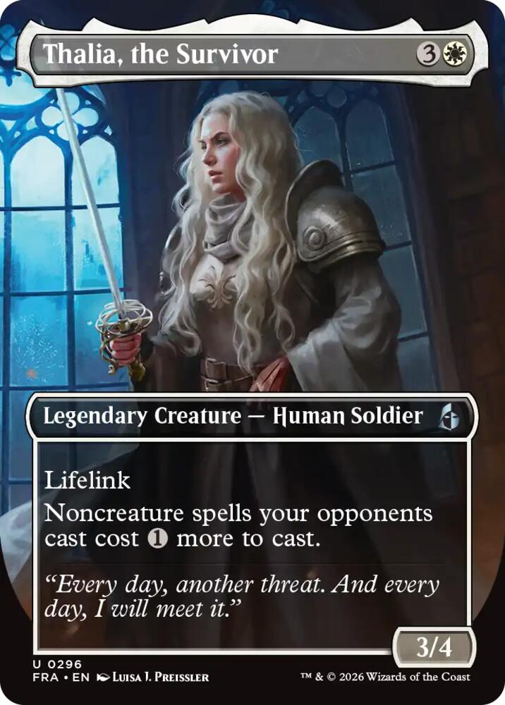 Thalia, the Survivor (Borderless) (296) [Reality Fracture] | Boutique FDB TCG
