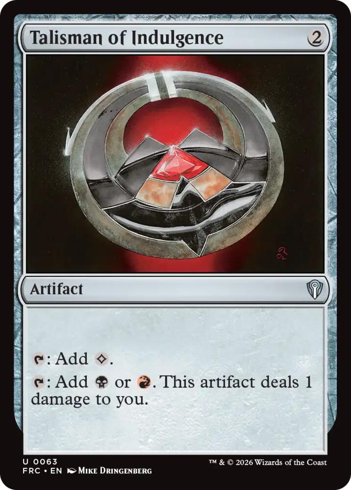 Talisman of Indulgence (63) [Reality Fracture Commander] | Boutique FDB TCG