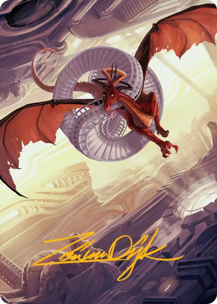 Draconic Visitor Art Card (Gold-Stamped Signature) (49) [Reality Fracture Art Series] | Boutique FDB TCG