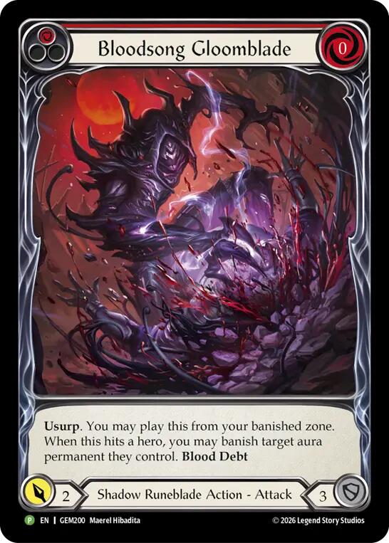 Bloodsong Gloomblade (GEM200) [GEM Pack 6] | Boutique FDB TCG