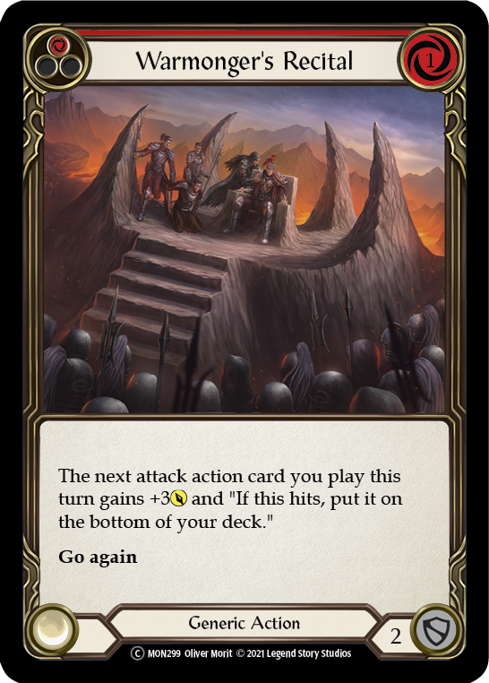 Warmonger's Recital (Red) [U-MON299-RF] (Monarch Unlimited)  Unlimited Rainbow Foil | Boutique FDB TCG