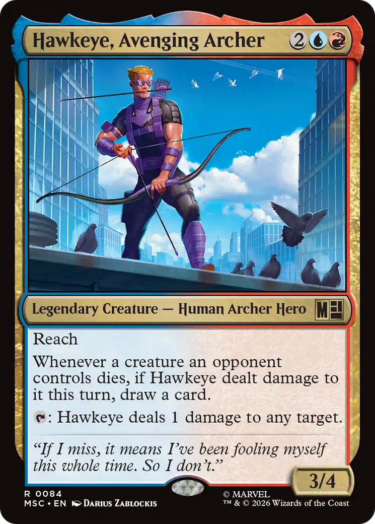 Hawkeye, Avenging Archer (Surge Foil) [Marvel Super Heroes Commander] | Boutique FDB TCG