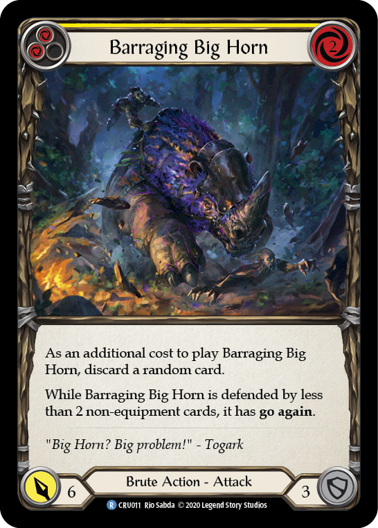 Barraging Big Horn (Yellow) [CRU011] (Crucible of War)  1st Edition Rainbow Foil | Boutique FDB TCG