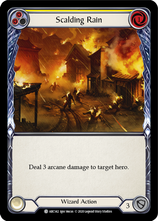 Scalding Rain (Yellow) [U-ARC142] (Arcane Rising Unlimited)  Unlimited Rainbow Foil | Boutique FDB TCG