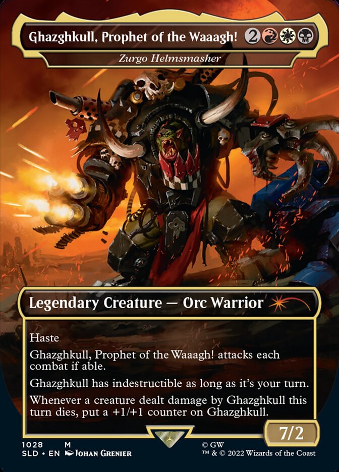 Ghazghkull, Prophet of the Waaagh! - Zurgo Helmsmasher (Borderless) [Secret Lair Drop Series] | Boutique FDB TCG