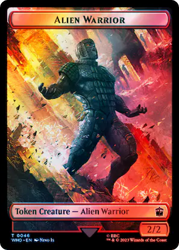 Alien // Alien Warrior Double-Sided Token (Surge Foil) [Doctor Who Tokens] | Boutique FDB TCG