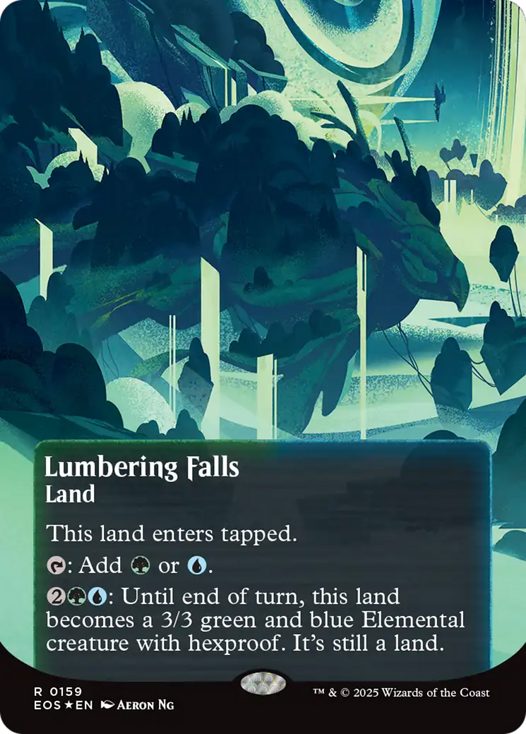 Lumbering Falls (0159) (Borderless) (Galaxy Foil) [Edge of Eternities: Stellar Sights] | Boutique FDB TCG