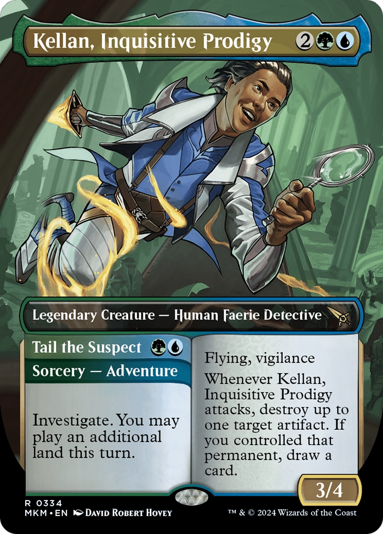 Kellan, Inquisitive Prodigy // Tail the Suspect (Borderless) [Murders at Karlov Manor] | Boutique FDB TCG