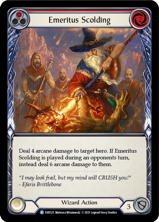 Emeritus Scolding (Red) [EVR125] (Everfest)  1st Edition Rainbow Foil | Boutique FDB TCG