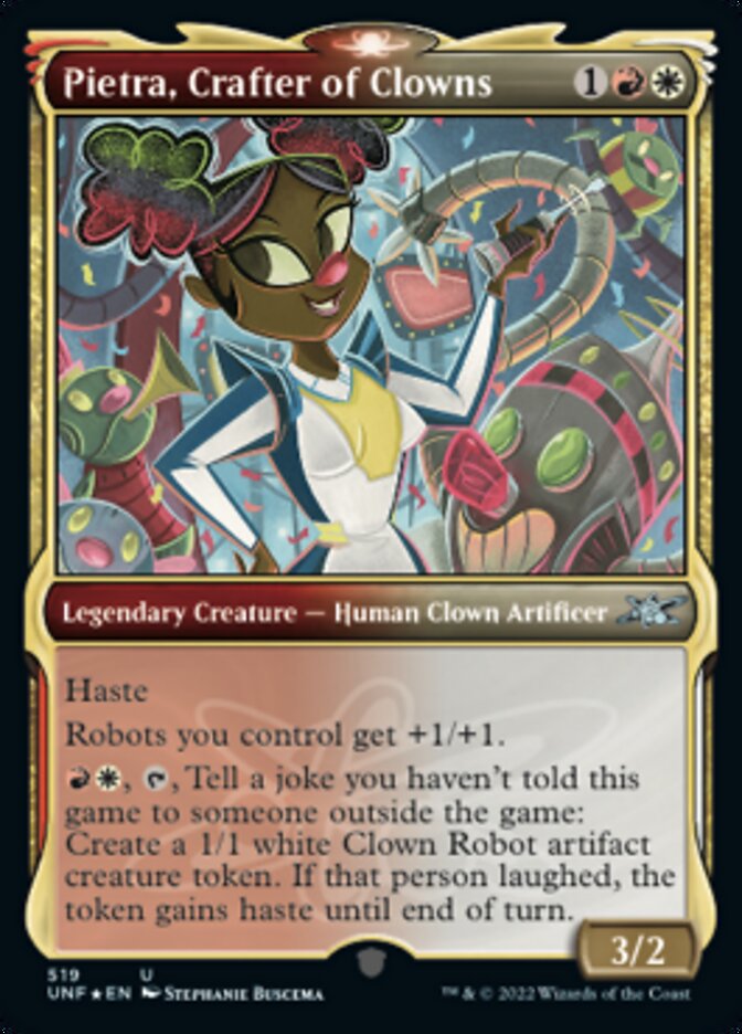 Pietra, Crafter of Clowns (Showcase) (Galaxy Foil) [Unfinity] | Boutique FDB TCG