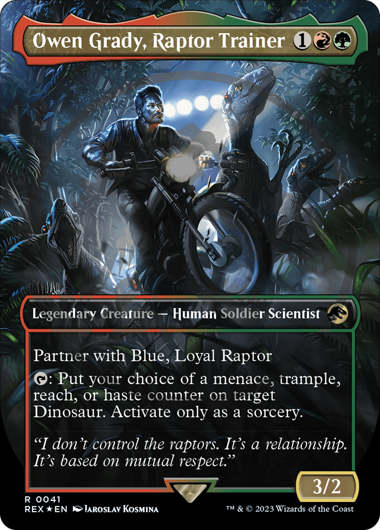 Owen Grady, Raptor Trainer (Emblem) (Borderless) [Jurassic World Collection Tokens] | Boutique FDB TCG