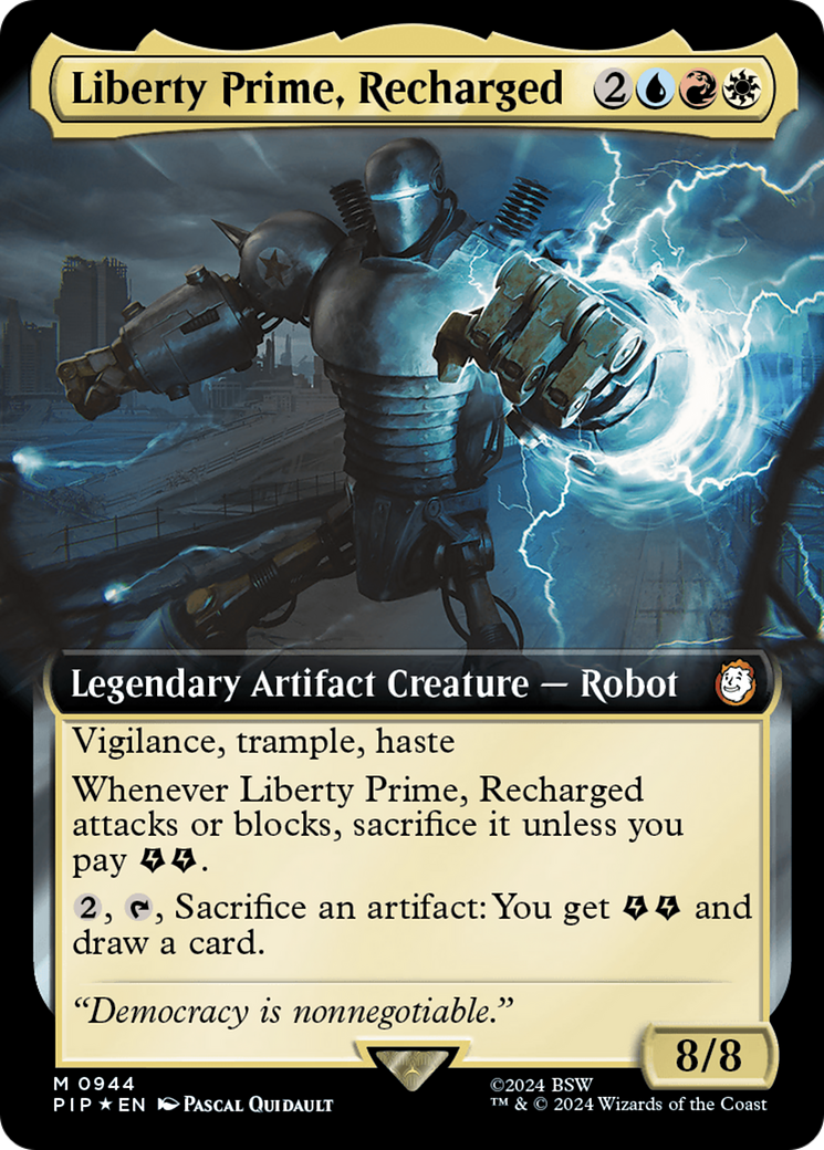 Liberty Prime, Recharged (Extended Art) (Surge Foil) [Fallout] | Boutique FDB TCG