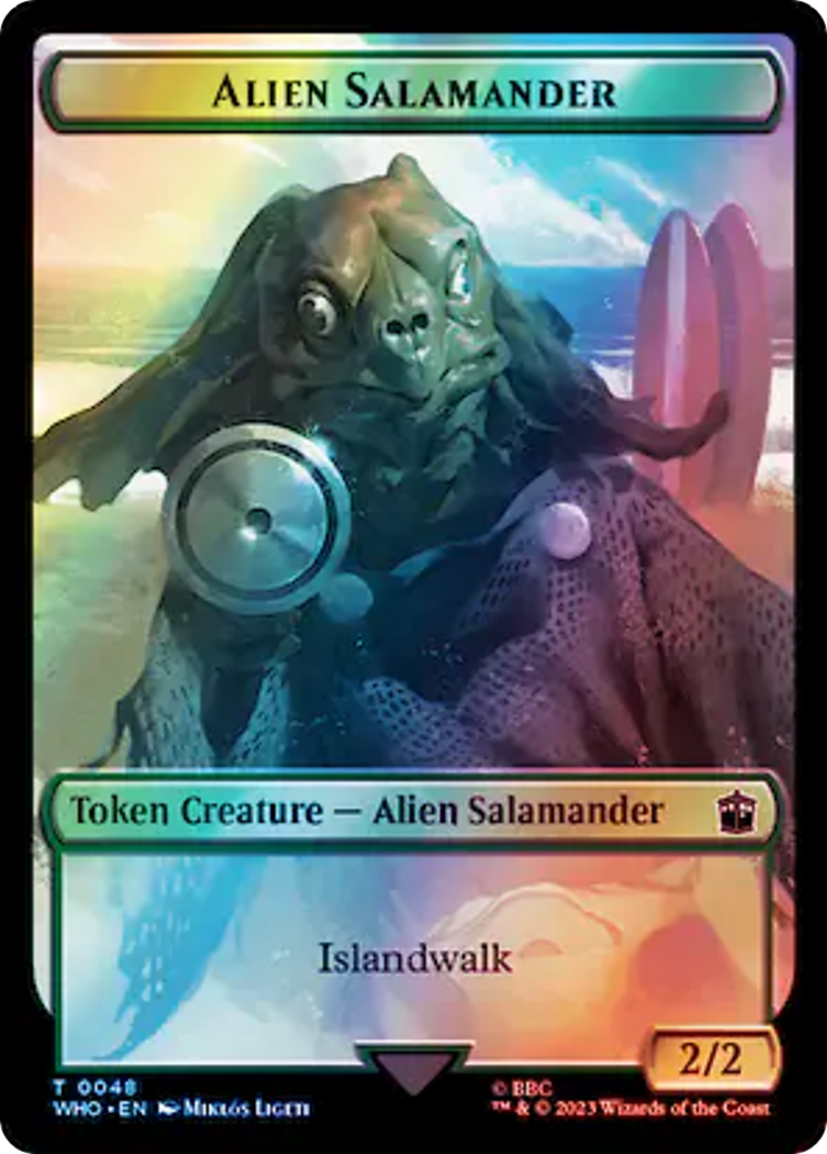 Alien // Alien Salamander Double-Sided Token (Surge Foil) [Doctor Who Tokens] | Boutique FDB TCG