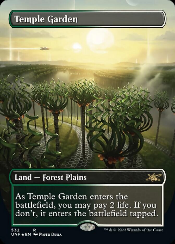 Temple Garden (Borderless) (Galaxy Foil) [Unfinity] | Boutique FDB TCG