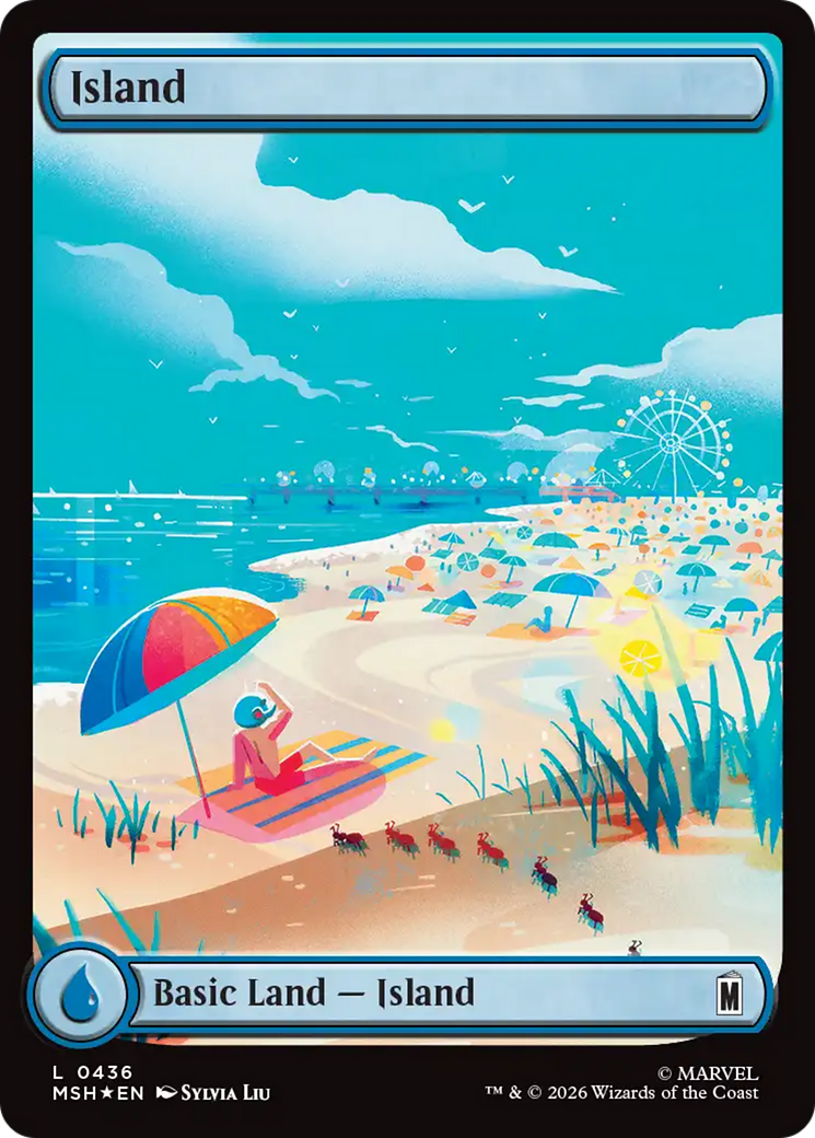 Island (0436) (Surge Foil) [Marvel Super Heroes] | Boutique FDB TCG