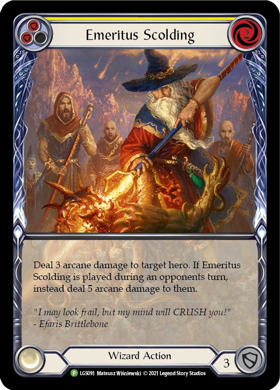 Emeritus Scolding (Yellow Extended Art) [LGS091] (Promo)  Rainbow Foil | Boutique FDB TCG