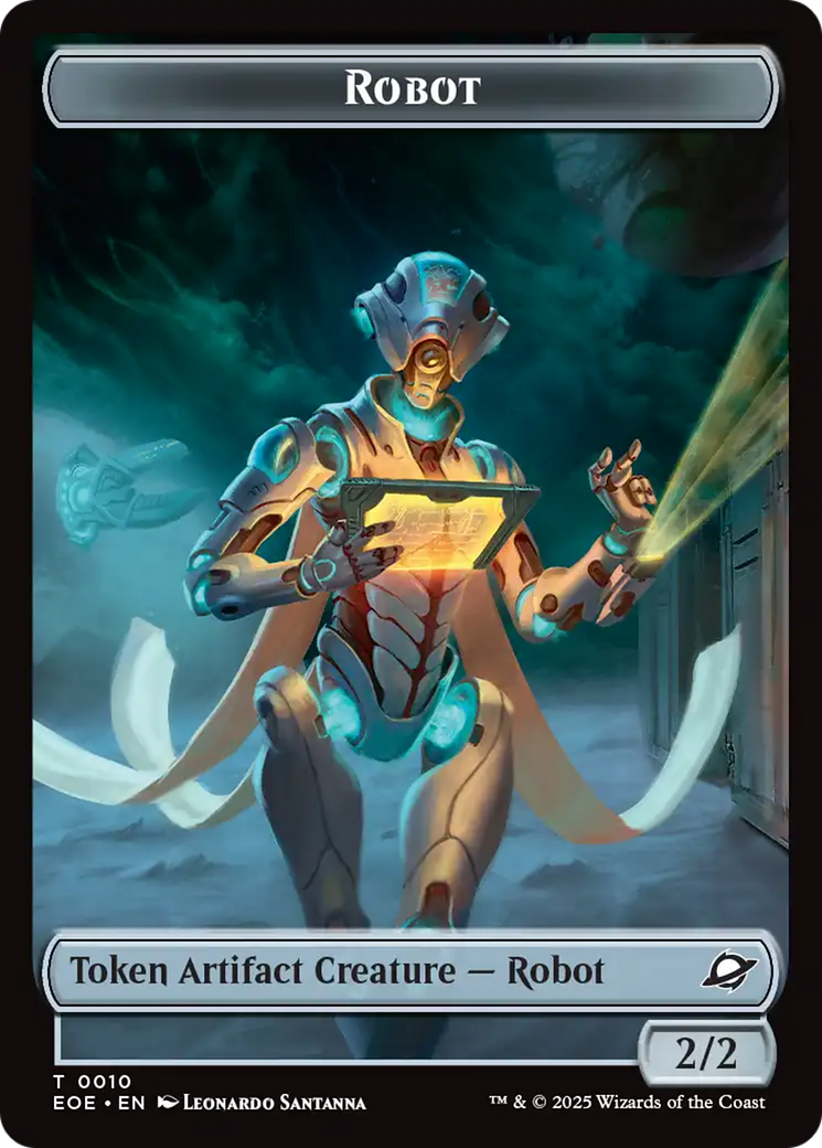 Robot // Emblem - Tezzeret, Cruel Captain Double-Sided Token [Edge of Eternities Tokens] | Boutique FDB TCG