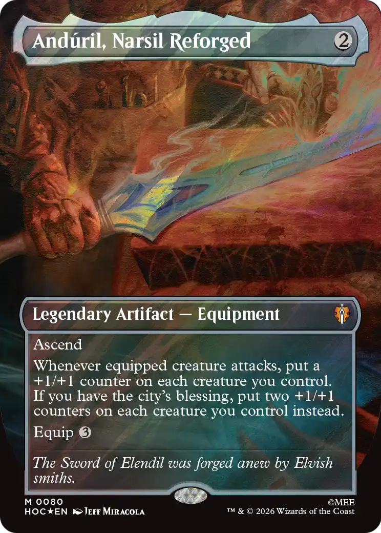 Anduril, Narsil Reforged (Borderless) (Surge Foil) [The Hobbit: Eternal-Legal] | Boutique FDB TCG