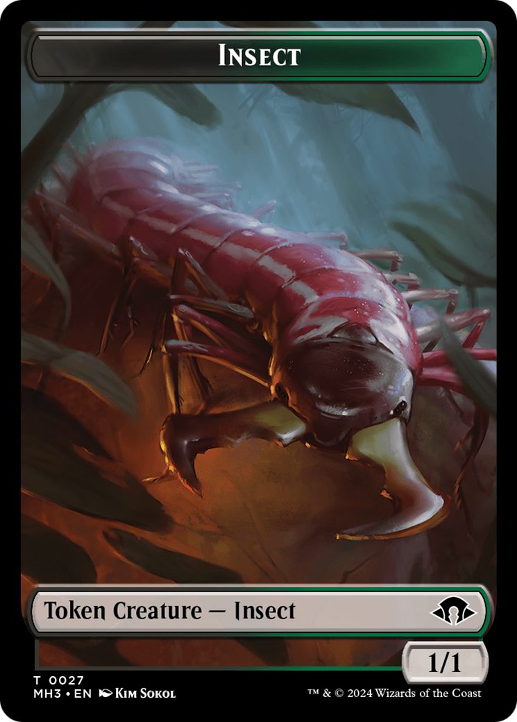 Zombie (Ripple Foil) // Insect (0027) Double-Sided Token [Modern Horizons 3 Tokens] | Boutique FDB TCG