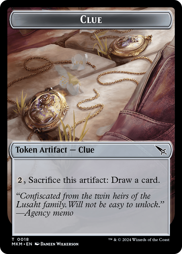 Clue (0018) // A 0045 Double-Sided Token [Murders at Karlov Manor Tokens] | Boutique FDB TCG