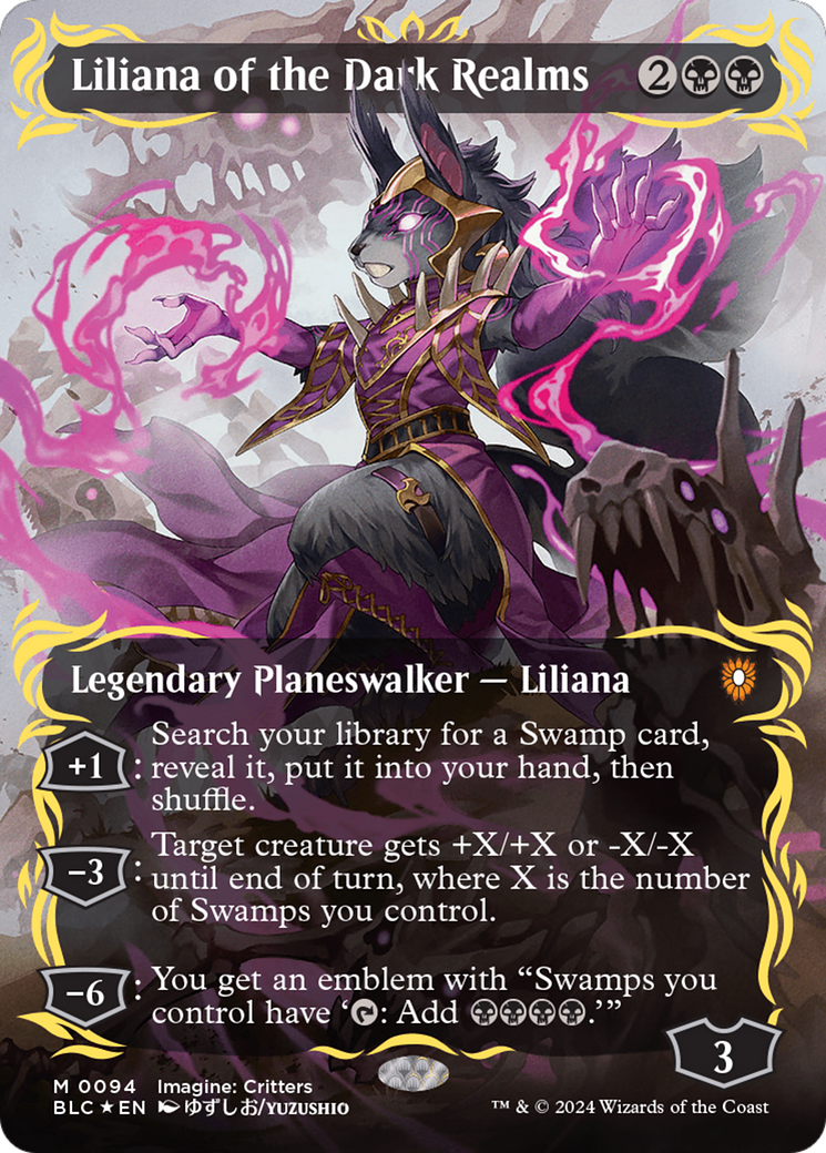 Liliana of the Dark Realms (Borderless) (Raised Foil) [Bloomburrow Commander] | Boutique FDB TCG