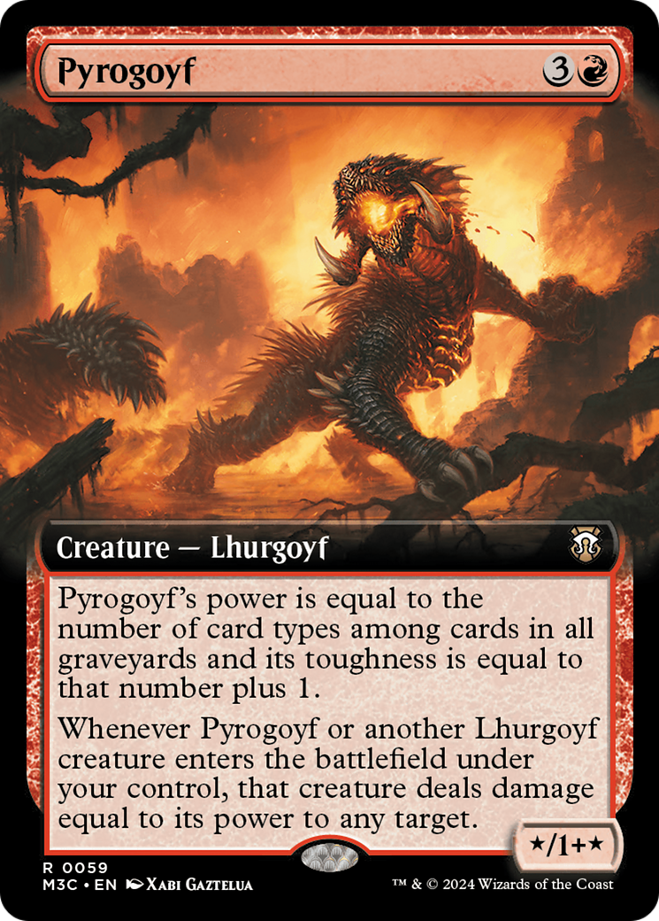 Pyrogoyf (Extended Art) (Ripple Foil) [Modern Horizons 3 Commander] | Boutique FDB TCG