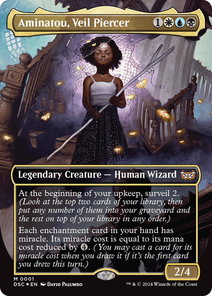 Aminatou, Veil Piercer (Borderless) [Duskmourn: House of Horror Commander] | Boutique FDB TCG