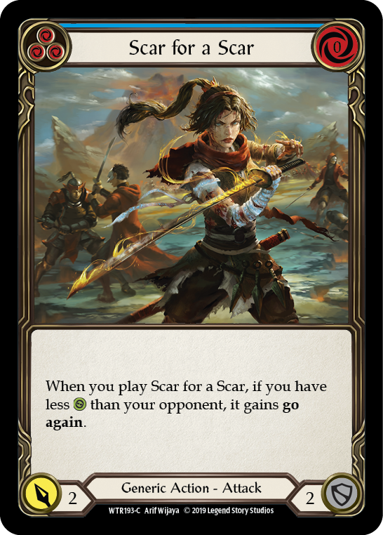 Scar for a Scar (Blue) [WTR193-C] (Welcome to Rathe)  Alpha Print Rainbow Foil | Boutique FDB TCG