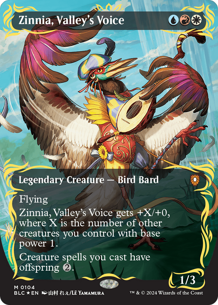 Zinnia, Valley's Voice (Borderless) (Raised Foil) [Bloomburrow Commander] | Boutique FDB TCG