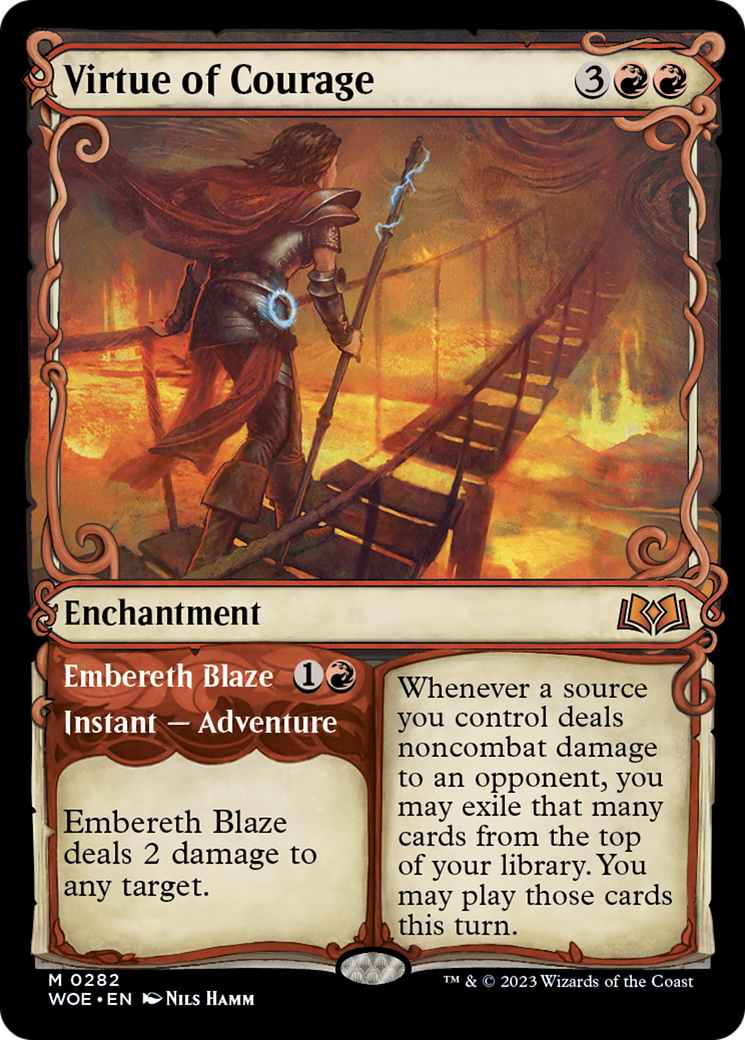 Virtue of Courage // Embereth Blaze (Showcase) [Wilds of Eldraine] | Boutique FDB TCG