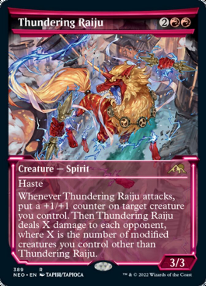 Thundering Raiju (Showcase Soft Glow) [Kamigawa: Neon Dynasty] | Boutique FDB TCG