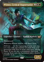 Winter, Cynical Opportunist (Borderless) [Duskmourn: House of Horror Commander] | Boutique FDB TCG