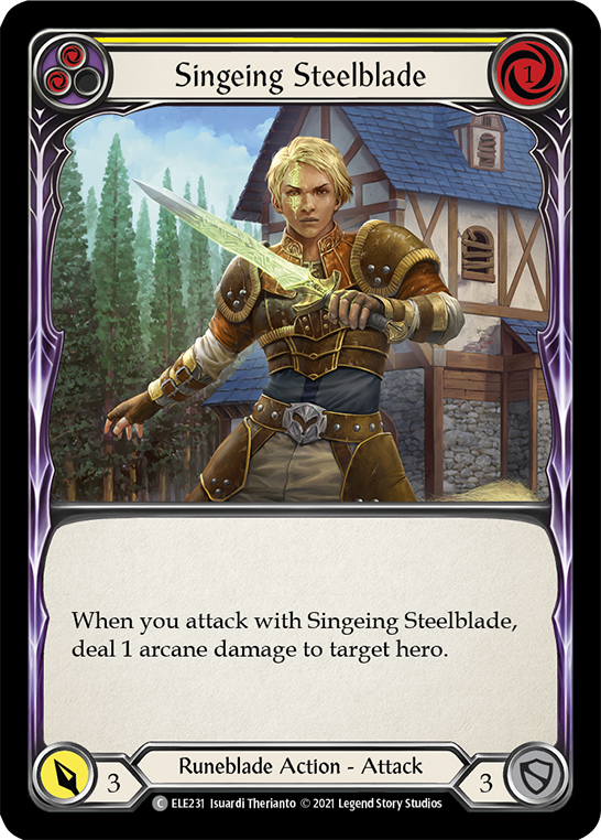 Singeing Steelblade (Yellow) [ELE231] (Tales of Aria)  1st Edition Normal | Boutique FDB TCG