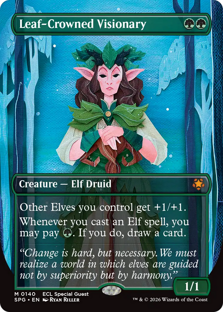 Leaf-Crowned Visionary (Borderless) [Lorwyn Eclipsed Special Guests] | Boutique FDB TCG