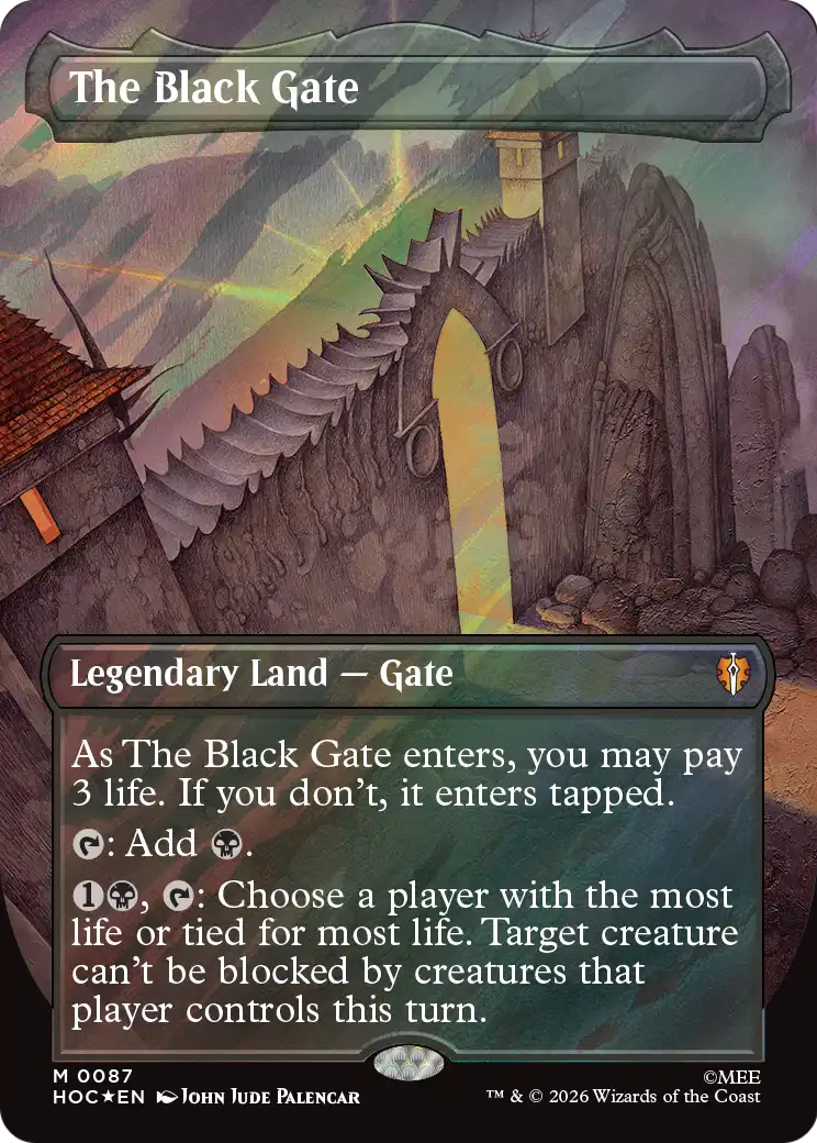 The Black Gate (Borderless) (Surge Foil) [The Hobbit: Eternal-Legal] | Boutique FDB TCG